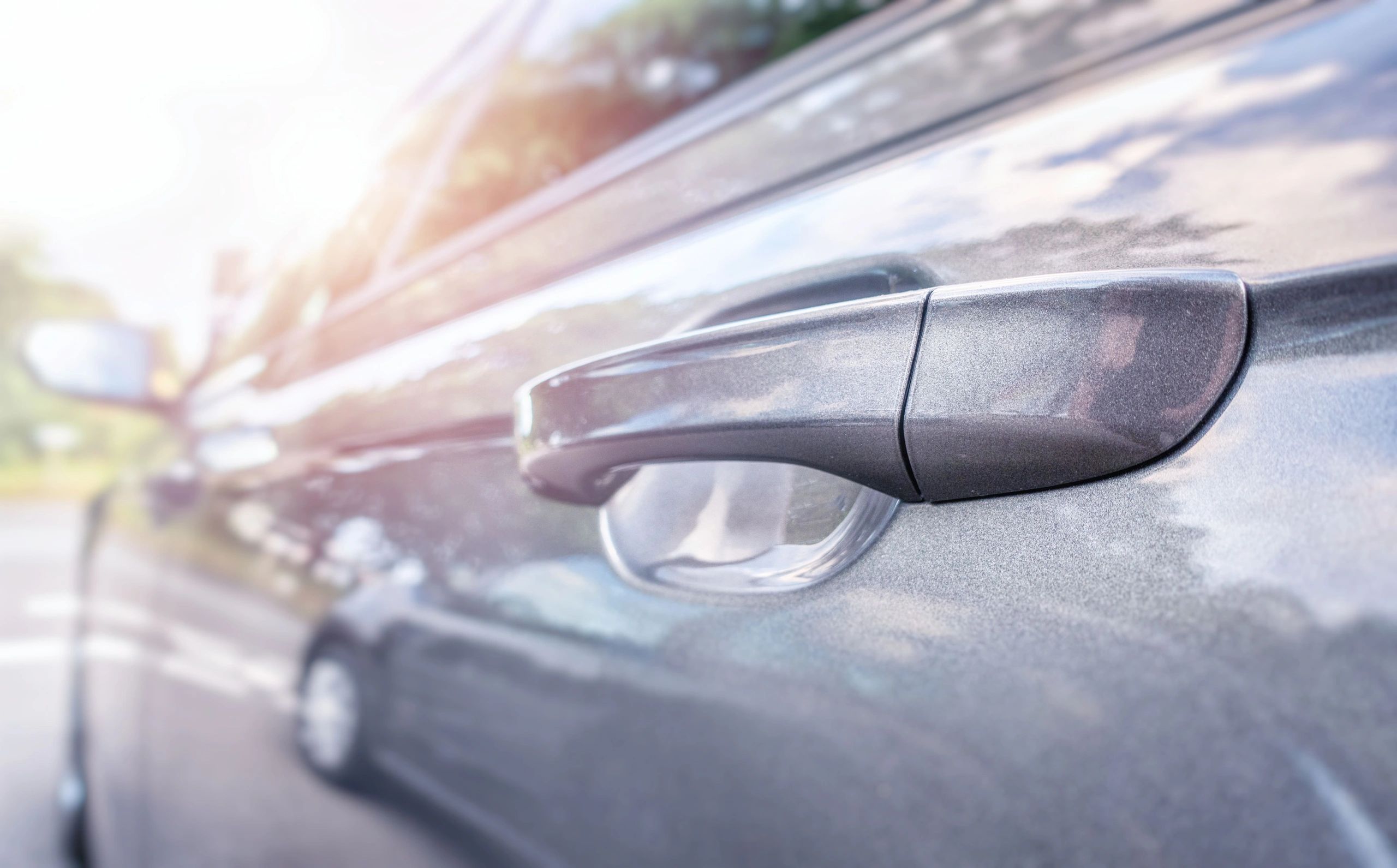 Clean vehicle door handle detail after service